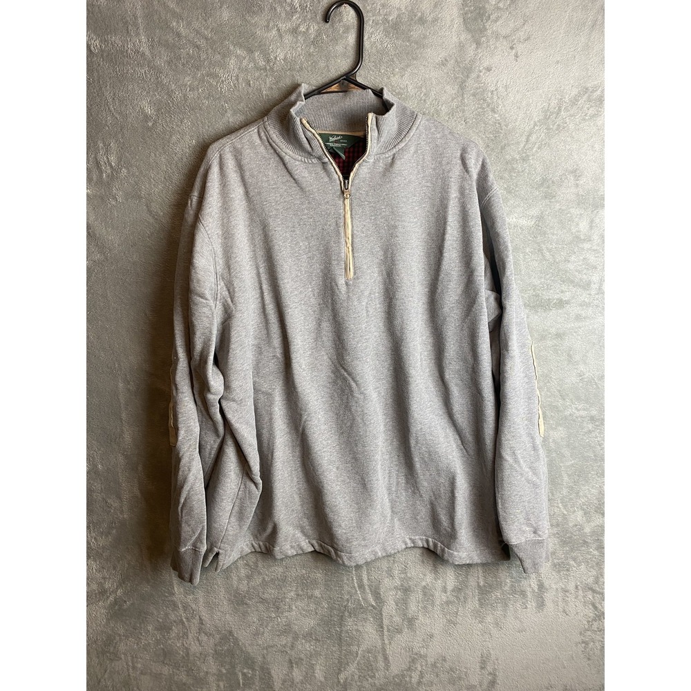 Woolrich Quarter Zip Mens XL Gray Cotton Sweater Jacket